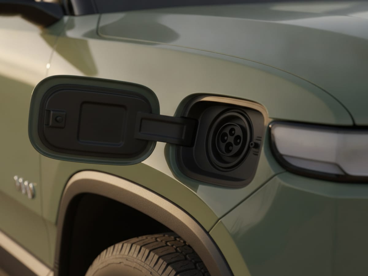 Mobile charging connector being checked against a non-Tesla electric vehicle charge port